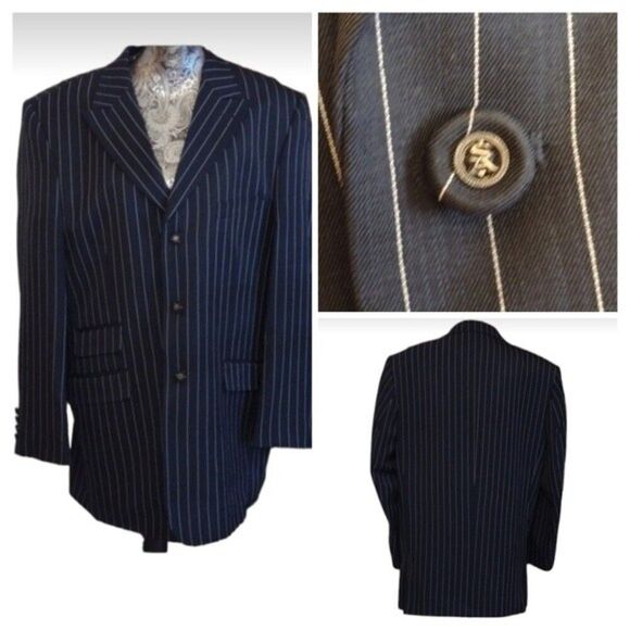 Stacy Adams Gold Label navy pinstripe 3 Button Jacket - Picture 1 of 12